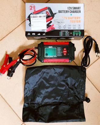 Carica + Tester Batteria Smart Auto Moto Litio Agm