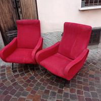 Coppia di poltrone rosse anni 50/60