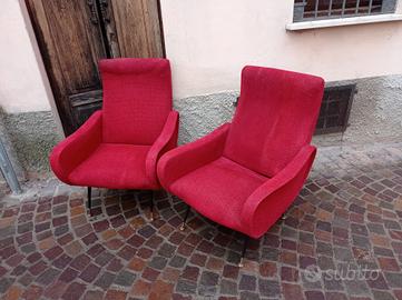 Coppia di poltrone rosse anni 50/60