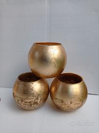 vaso centrotavola, foglia oro 