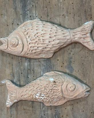 Coppia stampi formine terracotta pesce Sicilia