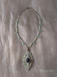 Collana Ciondolo Pietre Lapislazzuli Foglia 