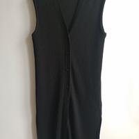 Cardigan lungo smanicato in misto lana merinos 