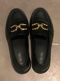 Mocassini neri donna in ecopelle con suola alta