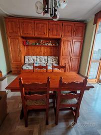 Salotto completo, mobili in legno massello