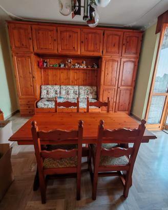 Salotto completo, mobili in legno massello