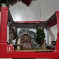 Paesaggio casetta fontana presepe