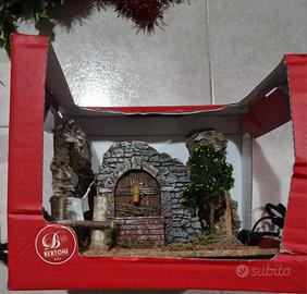 Paesaggio casetta fontana presepe