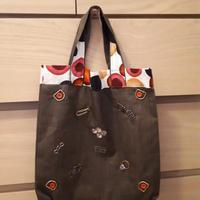Borsa in cotone color verde militare con accessori