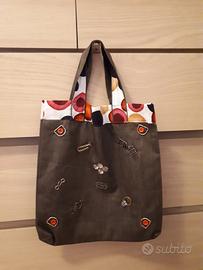 Borsa in cotone color verde militare con accessori