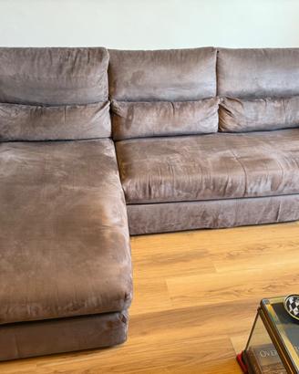 Divano penisola in microfibra con doppi rivestimen