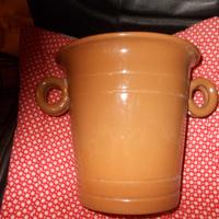 Vaso/portavaso terracotta smaltato dentro e fuori