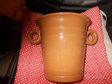 Vaso/portavaso terracotta smaltato dentro e fuori