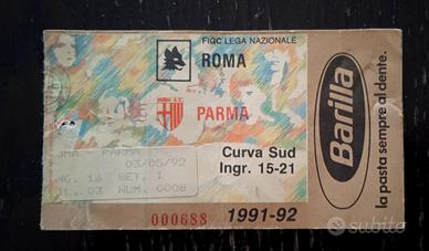 Biglietto AS Roma - Parma coppa Italia 1992