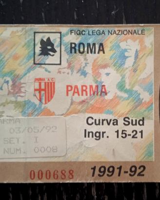Biglietto AS Roma - Parma coppa Italia 1992