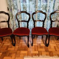 Set di 4 sedie classiche in velluto