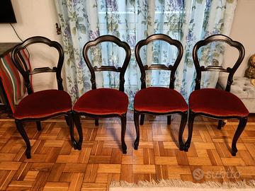 Set di 4 sedie classiche in velluto
