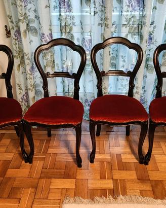 Set di 4 sedie classiche in velluto