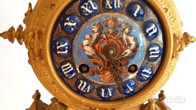 Orologio trittico in porcellana di Sèvres blu, Epo