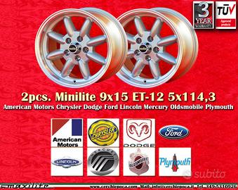 2 pz cerchi Ford Minilite 9x15 ET-12 5x114.3