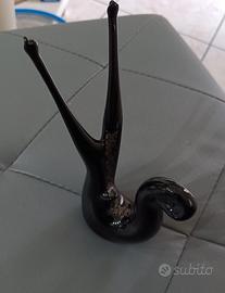 Statuina grande Lumaca nera in vetro di Murano