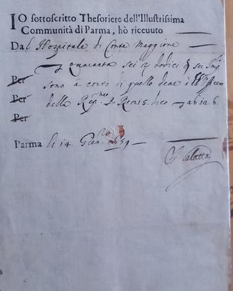 documento antico 1654