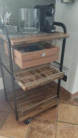 Carrellino cucina/servizio con ruote e cassetto