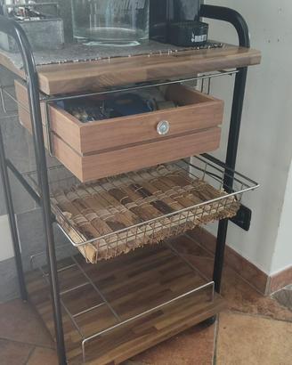 Carrellino cucina/servizio con ruote e cassetto