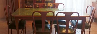 TAVOLO IN LEGNO CON PIANO IN VETRO