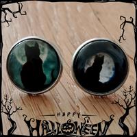 Orecchini Gatto Nero Halloween a lobo in acciaio 2