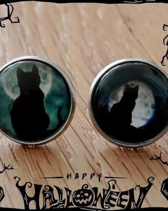 Orecchini Gatto Nero Halloween a lobo in acciaio 2