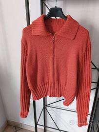 Cardigan arancione zip taglia M