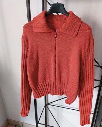 Cardigan arancione zip taglia M