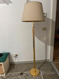 Piantana/ lampada  in ottone con paralume in tela