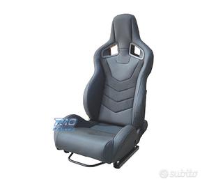 SEDILE BAQUET UNIVERSALE IN PELLE NERA LOOK SPORTS