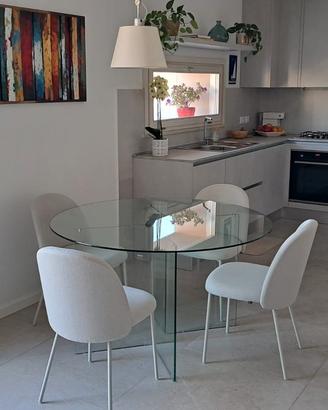 Tavolo tondo in vetro – Ø 130 cm – Pari al nuovo