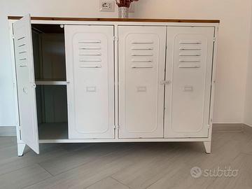 Comò bianco (Moisons du Monde) in acciaio e abete