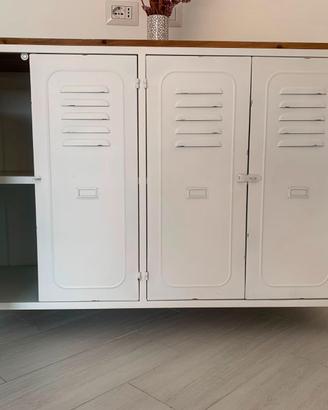 Comò bianco (Moisons du Monde) in acciaio e abete