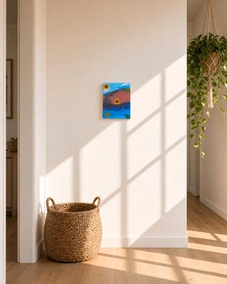 tela 10x8 cm paesaggio naïf acrilico ,originale