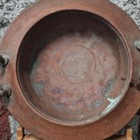 Antico tegame/bacinella-rame con manici lavorati