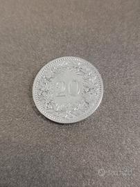 20 centesimi franco svizzero anno 1885