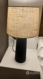 DUE LAMPADE  BASE  IN CERAMICA NERA ABAT JOUR BEJ