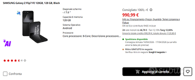 Samsung Galaxy Z Flip7 FE 128 GB - 8 GB