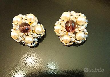 ORECCHINI CLIP PERLE PIETRE MANIFATTURA VINTAGE Ø3