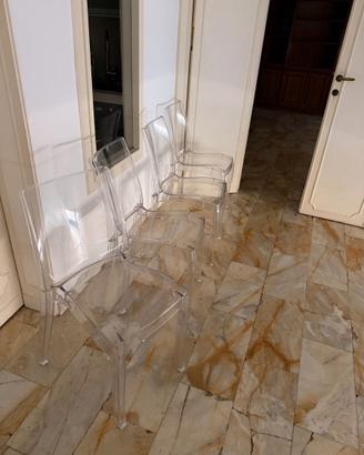 4 sedie trasparenti in plexiglass