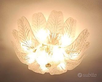 plafoniera in vetro di murano con 14 petali a 9 lu