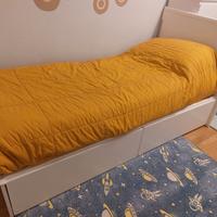 Letto singolo a doghe contenitore bianco