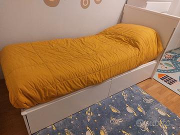 Letto singolo a doghe contenitore bianco