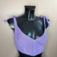 Corsetto top lilla estivo cotone uncinetto