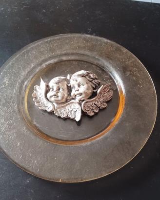 Piatto decorativo in vetro con angioletti